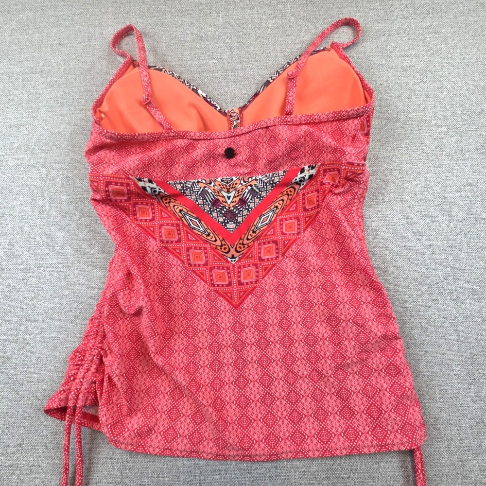 prAna Pink Ruched Swim Tankini Top Size Medium Resortwear Beach Boho Festival - Picture 6 of 8